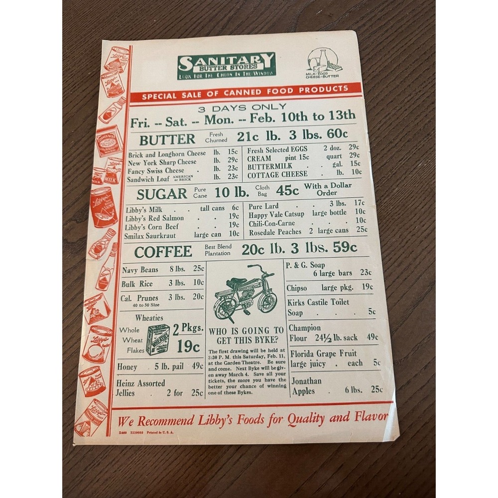 Antique Sanitary Butter Stores Advertisement Sales Flyer Grocery General Store
